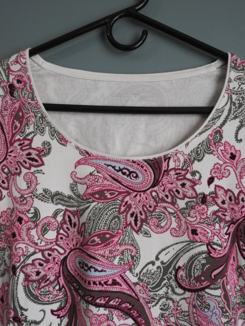 Kim Rogers Women's Crew Neck Long Sleeve Pink Abstract Floral Size Large - Picture 4 of 6